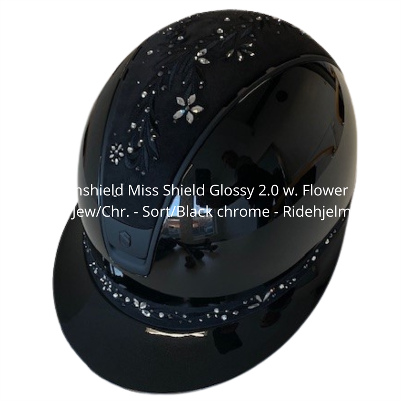 Samshield Miss Shield Glossy 2.0 w. Flower sw. Jew/Chr. - Sort/Black chrome - Ridehjelm 